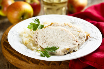 Pork, cooked with white wine and sauerkraut