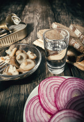 Simple, tasty snack and alcohol