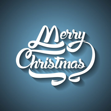 Christmas greeting card text. Merry Christmas lettering, vector illustration.