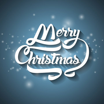 Christmas greeting card text. Merry Christmas lettering, vector illustration.