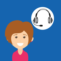 girl smiling headphones for support vector illustration eps 10