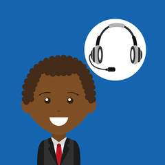 afroamerican man headphones for support vector illustration eps 10