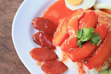 red pork and rice