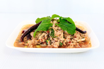 Hot spicy thai cuisine minced pork salad