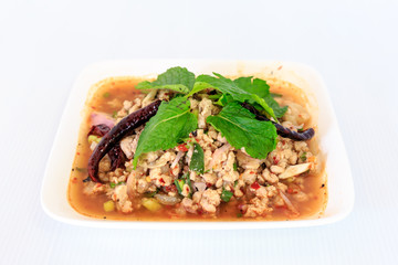 Hot spicy thai cuisine minced pork salad