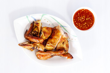 Grilled chicken on dish