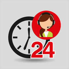 female call center 24 clock support vector illustration eps 10