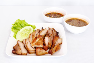 Sliced grilled pork