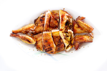 Grilled chicken on dish