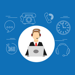 avatar man red tie contact us information service vector illustration eps 10