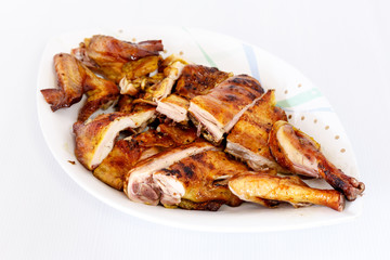 Grilled chicken on dish