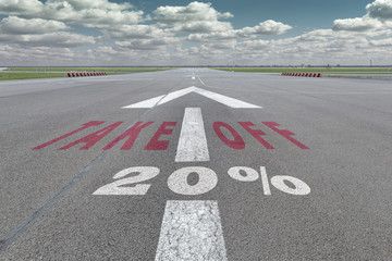 Airport runway arrow 20 percent