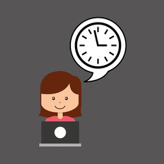 support assitance concept girl with clock time vector illustration eps 10