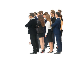 Profile of a business team in a single line against white background