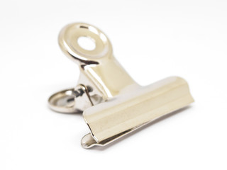 Metal spring clip isolated