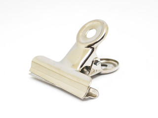 Metal spring clip isolated