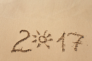 Happy New Year 2017, lettering on the beach - 128638216