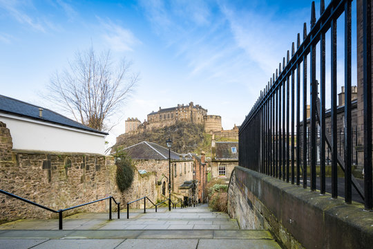 A beautiful view of Edinburgh Castle from Vennel in Edinburgh, S