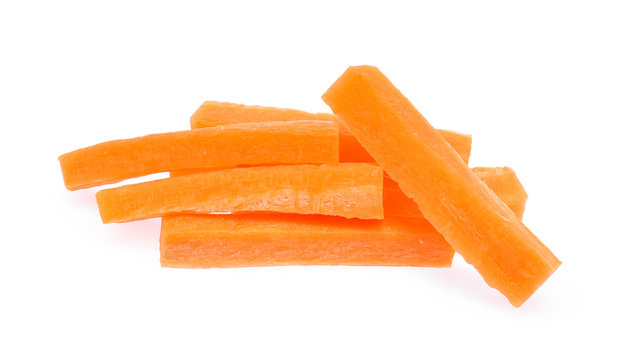 Pile of Carrot sticks, Julienne style isolated on white backgrou