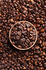 Brown roasted coffee beans background