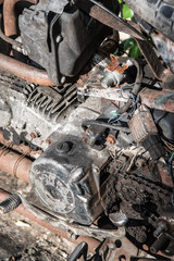 The image of old engine motorcycle for repair.