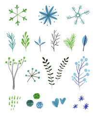 Watercolor Winter Elements