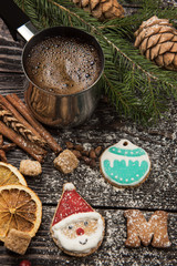 Gingerbreads and coffee for new years or christmas
