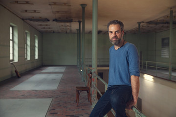 Fototapeta premium Interior, portrait of man grizzled