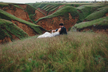Newlyweds and beautiful landscape