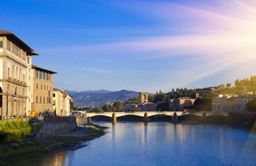Naklejka premium View of Florence. Bridge over the Arno River