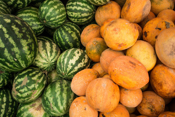 Melon and watermelon background.
