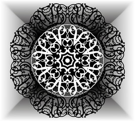 Mandala motif of the flower pattern. black and white. Tribal pattern mandala. Ethnic, fabric, motifs. Vector, abstract flower mandala. Decorative elements for design. EPS 10