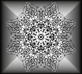Mandala motif of the flower pattern. black and white. Tribal pattern mandala. Ethnic, fabric, motifs. Vector, abstract flower mandala. Decorative elements for design. EPS 10