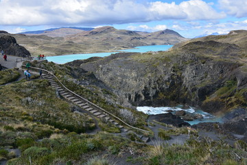 Fototapeta premium landscape of waterfalls in Patagonia Chile