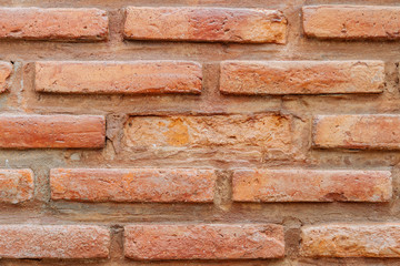Brick wall with one broken in the middle of the frame