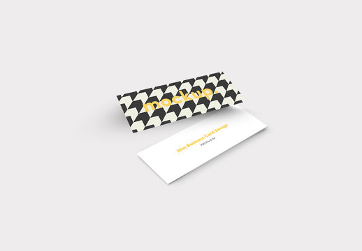Slim Style Business Card with Arrow Pattern Mockup
