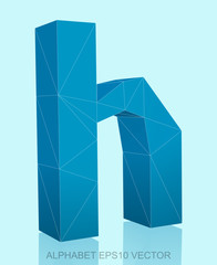 Abstract Blue 3D polygonal H with reflection. EPS 10 vector.