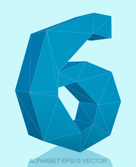 Abstract Blue 3D polygonal 6 with reflection. EPS 10 vector.