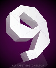Abstract White 3D polygonal 9 with reflection. EPS 10 vector.