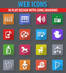 Children's toys icons set