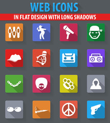 Rap hip hop music icons set