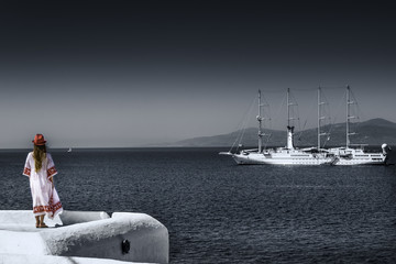 The view from windmills in Mykonos island, Greece