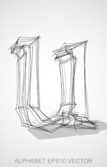 Vector illustration of a Ink sketched U. Hand drawn 3D U.