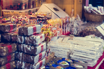 Christmas market with delicious sweets.