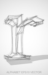 Vector illustration of a Ink sketched R. Hand drawn 3D R.