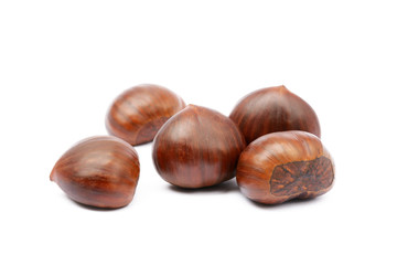 Chestnuts isolated on white background