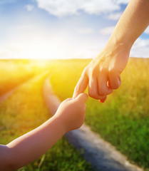  hands of the parent and litlle child
