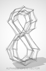 Vector illustration of a Ink sketched 8. Hand drawn 3D 8.