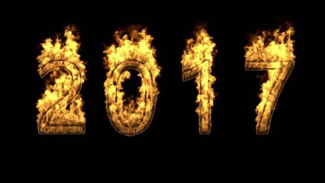 Numero 2017 y fuego.A&ntilde;o nuevo,celebracion y llamas.