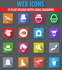 Genres of cinema icons set